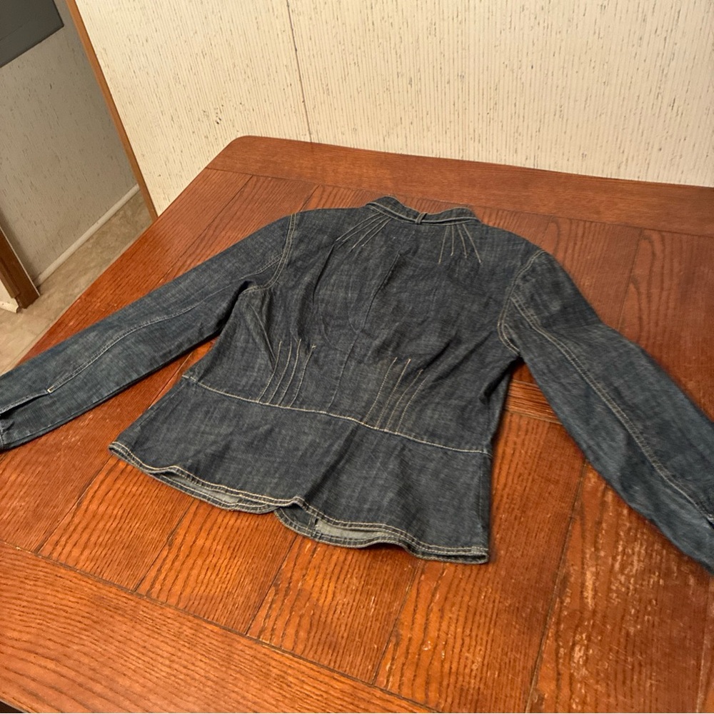AMI Women's M Denim Jacket Nehru Peplum Waist - Picture 8 of 12